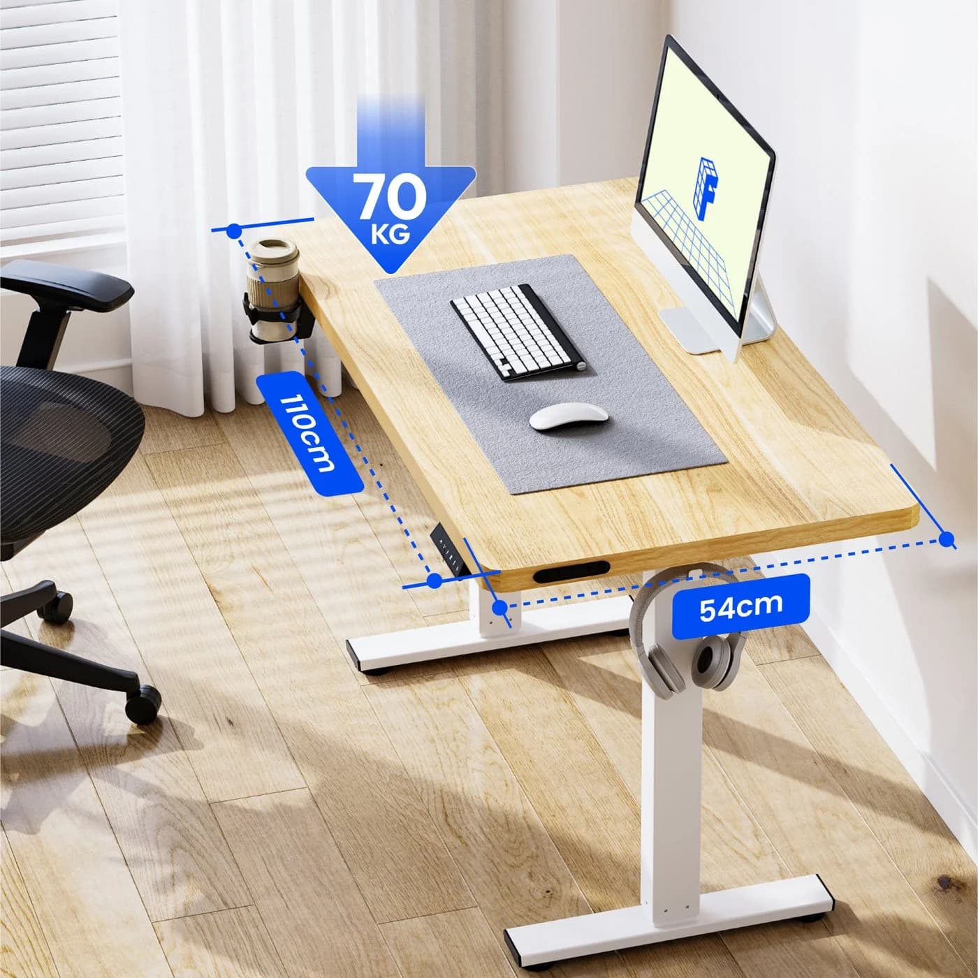 FLEXISPOT Elektrisch Höhenverstellbarer Schreibtisch Weiß - Bild 4