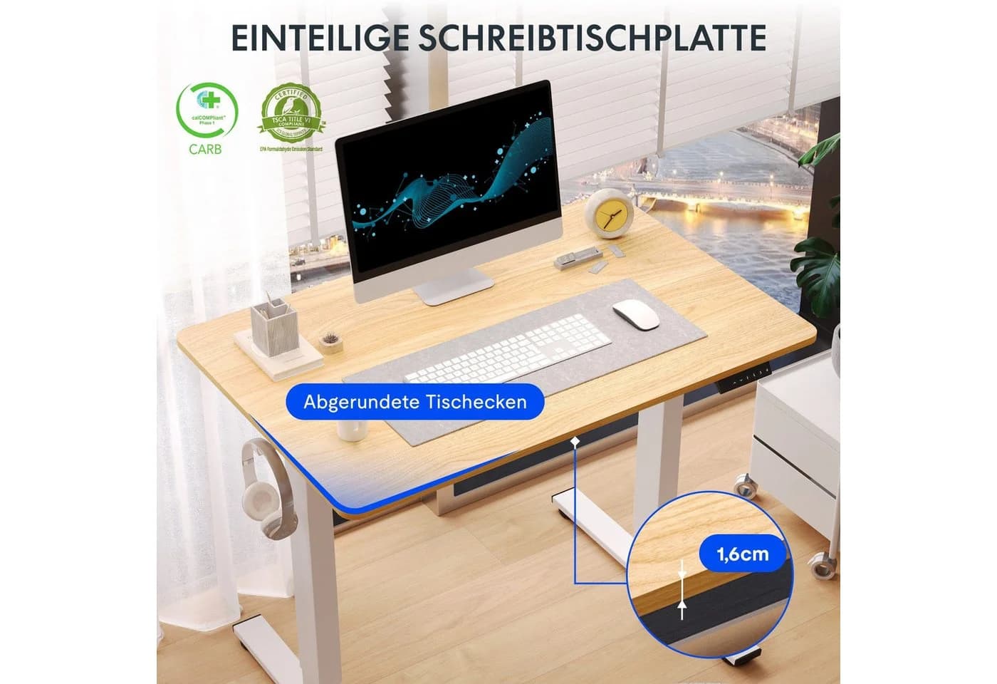 FLEXISPOT Elektrisch Höhenverstellbarer Schreibtisch Weiß - Bild 5