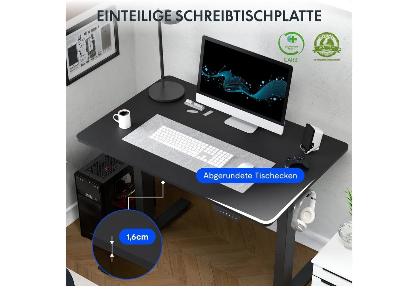 FLEXISPOT Elektrisch Höhenverstellbarer Schreibtisch Schwarz - Bild 5