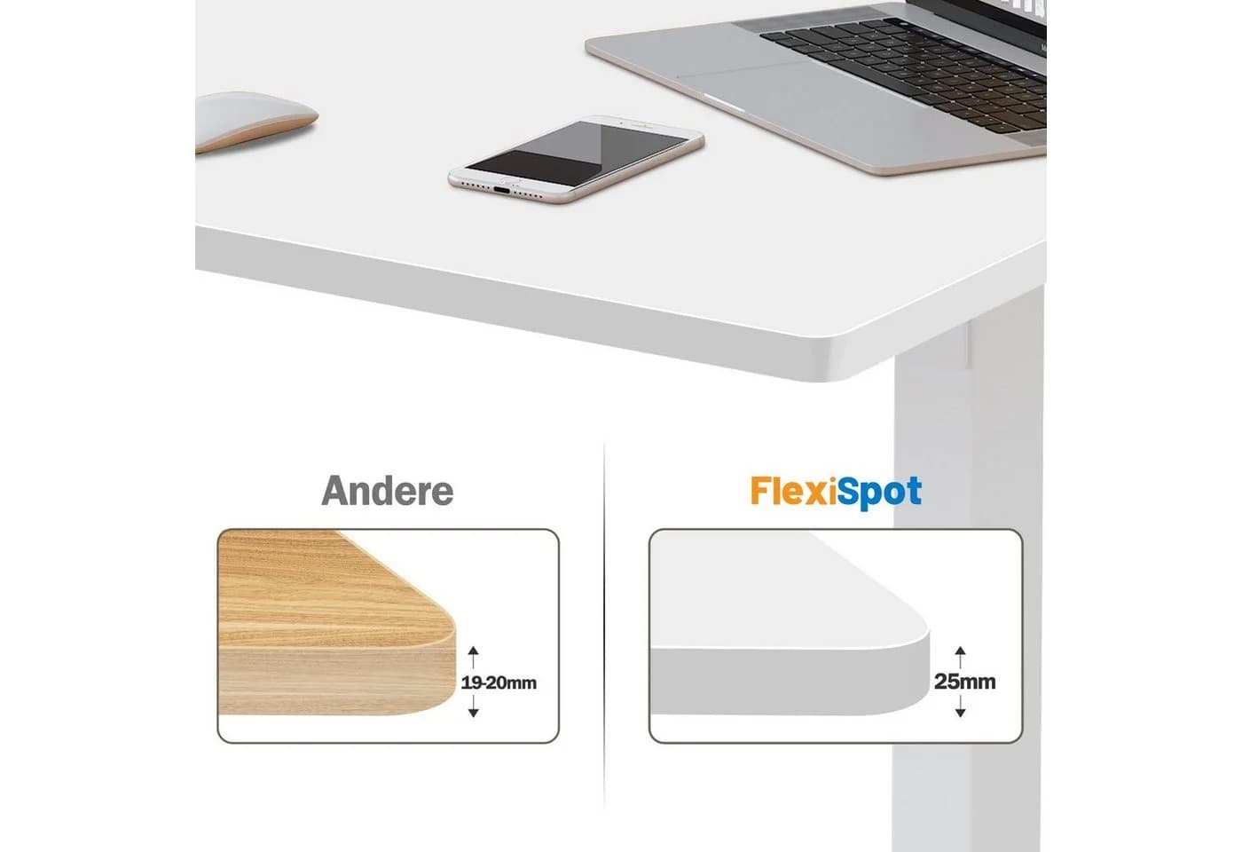 FLEXISPOT Tischplatte Premium-Series Weiß MDF DIY