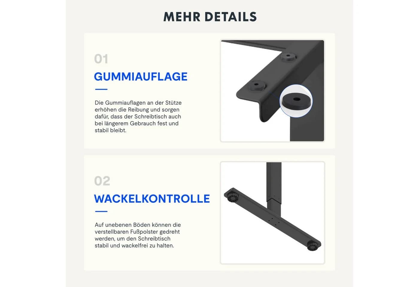 FLEXISPOT Schreibtischgestell Elektrisch Höhenverstellbar Dual-Motor 100kg Schwarz - Bild 5