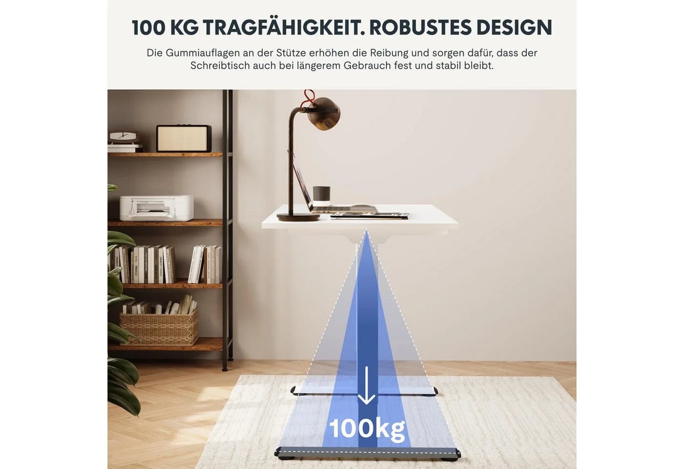 FLEXISPOT Schreibtischgestell Elektrisch Höhenverstellbar Dual-Motor 100kg Weiß - Bild 4