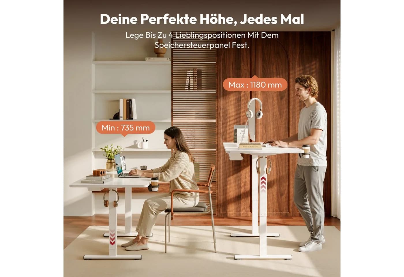 SANODESK Elektrisch Höhenverstellbarer Schreibtisch mit Memory-Steuerung & Anti-Kollisionssystem