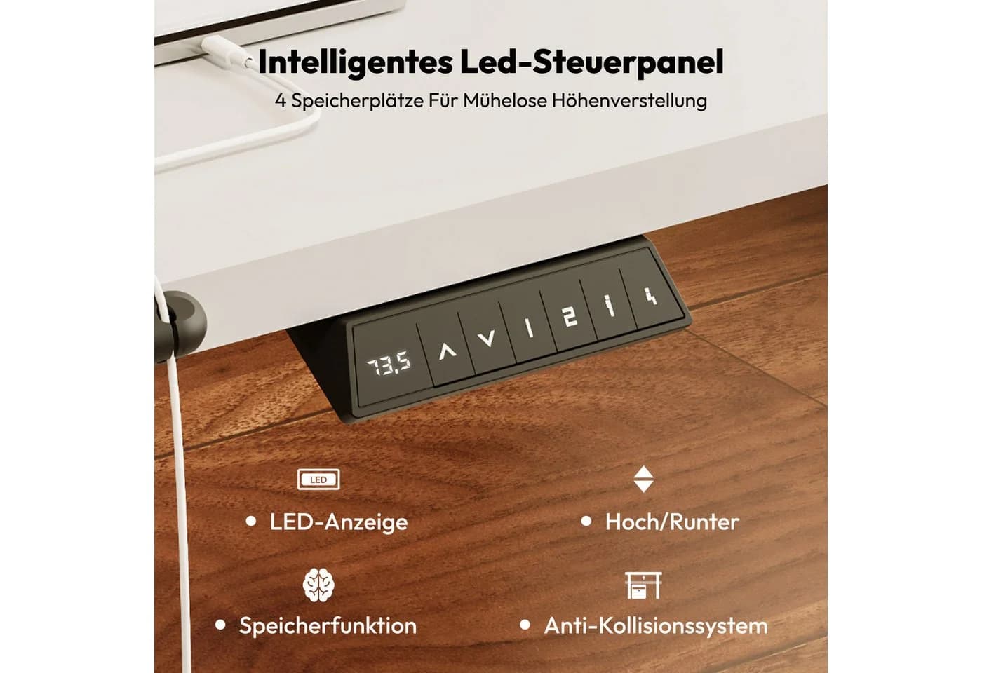 SANODESK Elektrisch Höhenverstellbarer Schreibtisch mit Memory-Steuerung & Anti-Kollisionssystem - Bild 3