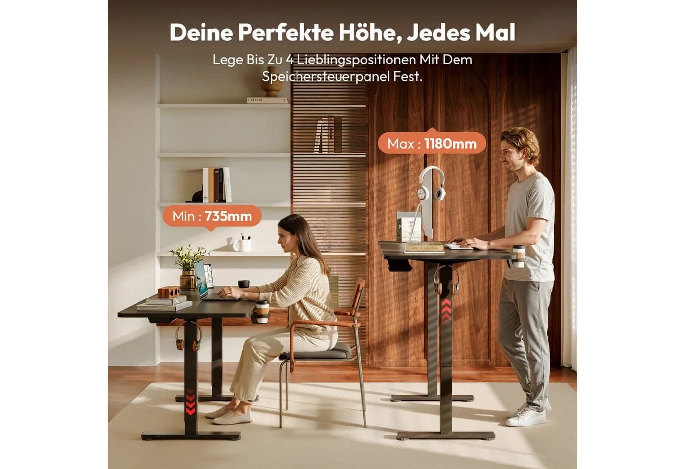 SANODESK Elektrisch Höhenverstellbarer Schreibtisch mit Memory-Steuerung & Anti-Kollisionssystem