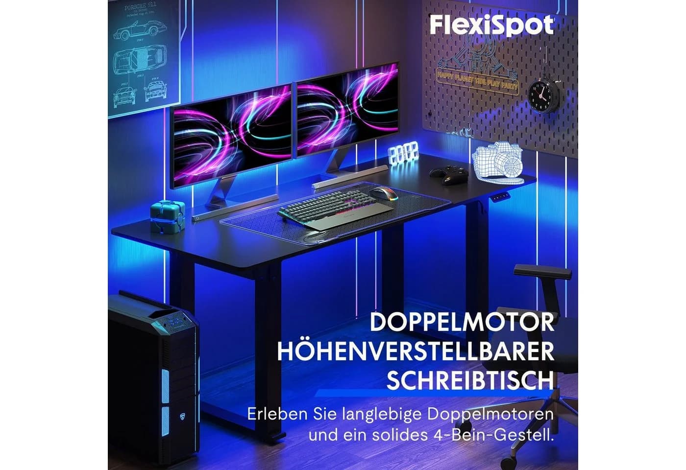 FLEXISPOT Schreibtisch Elektrisch höhenverstellbarer Tisch mit Doppelmotor