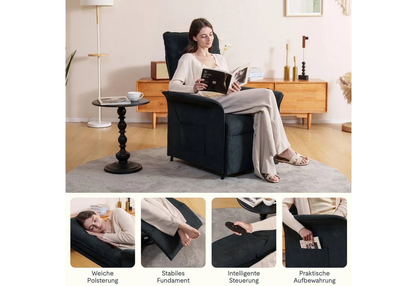 FLEXISPOT Elektrischer Relaxsessel Ergonomisch Grau 105°-155°
