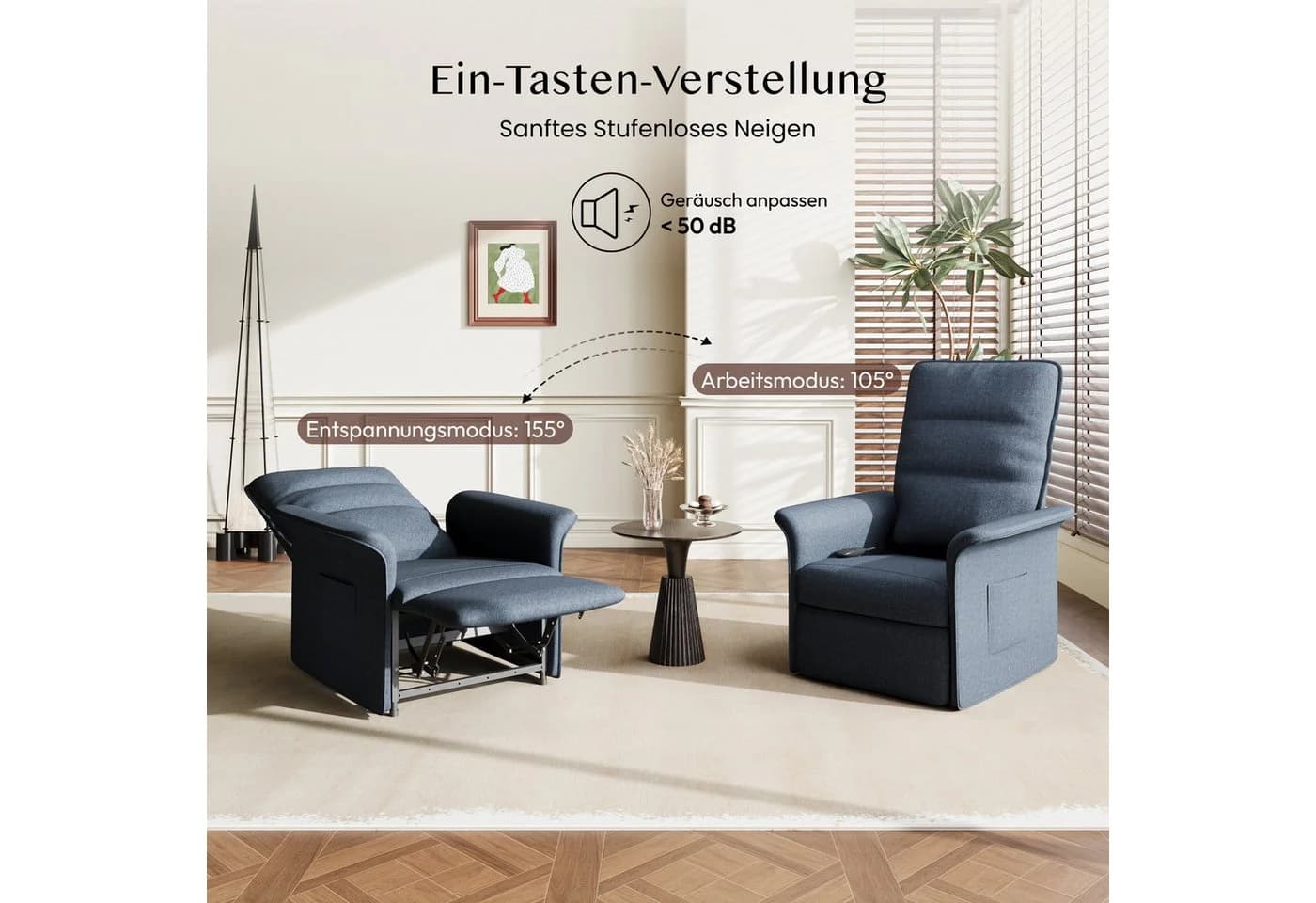FLEXISPOT Elektrischer Relaxsessel Ergonomisch Grau 105°-155° - Bild 3