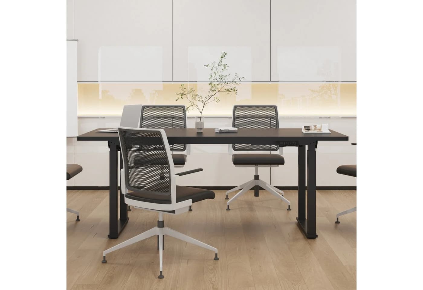 FLEXISPOT Höhenverstellbarer Schreibtisch 4-Beine Dual-Motor Schwarz