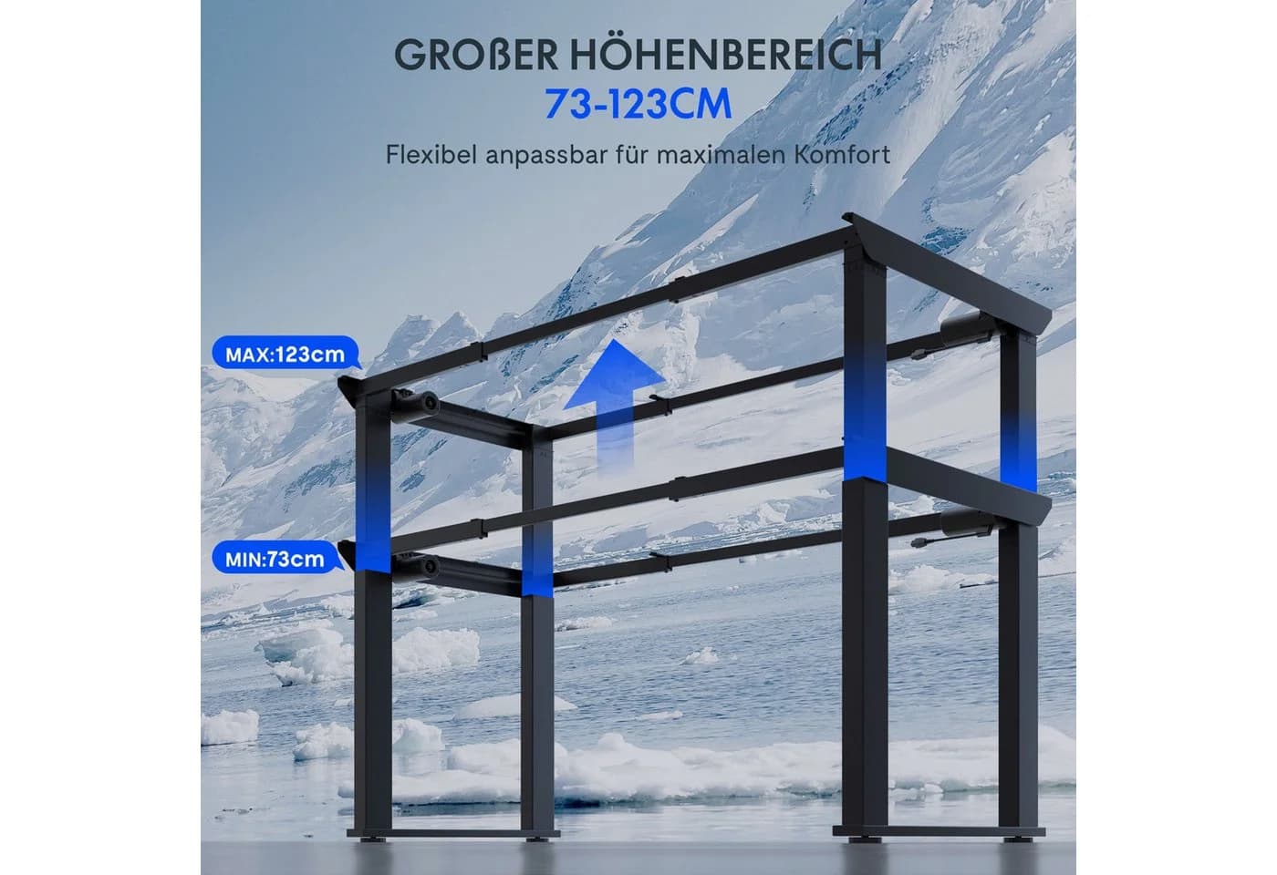 FLEXISPOT Höhenverstellbarer Schreibtisch 4-Beine Dual-Motor Schwarz - Bild 5