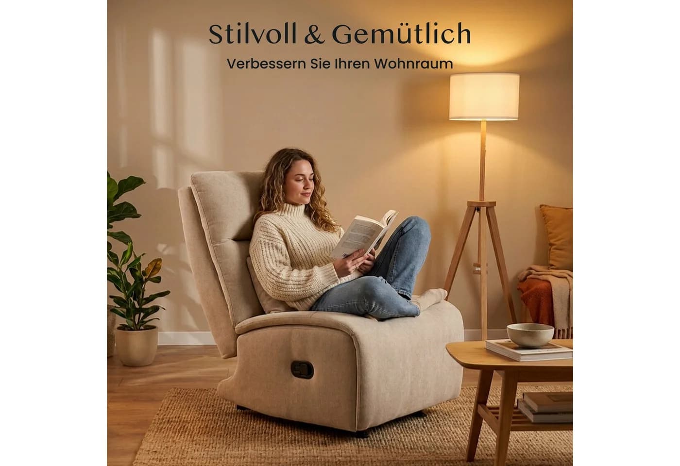 FLEXISPOT Loungesessel Cradle Beige Relaxsessel mit Schaukelfunktion