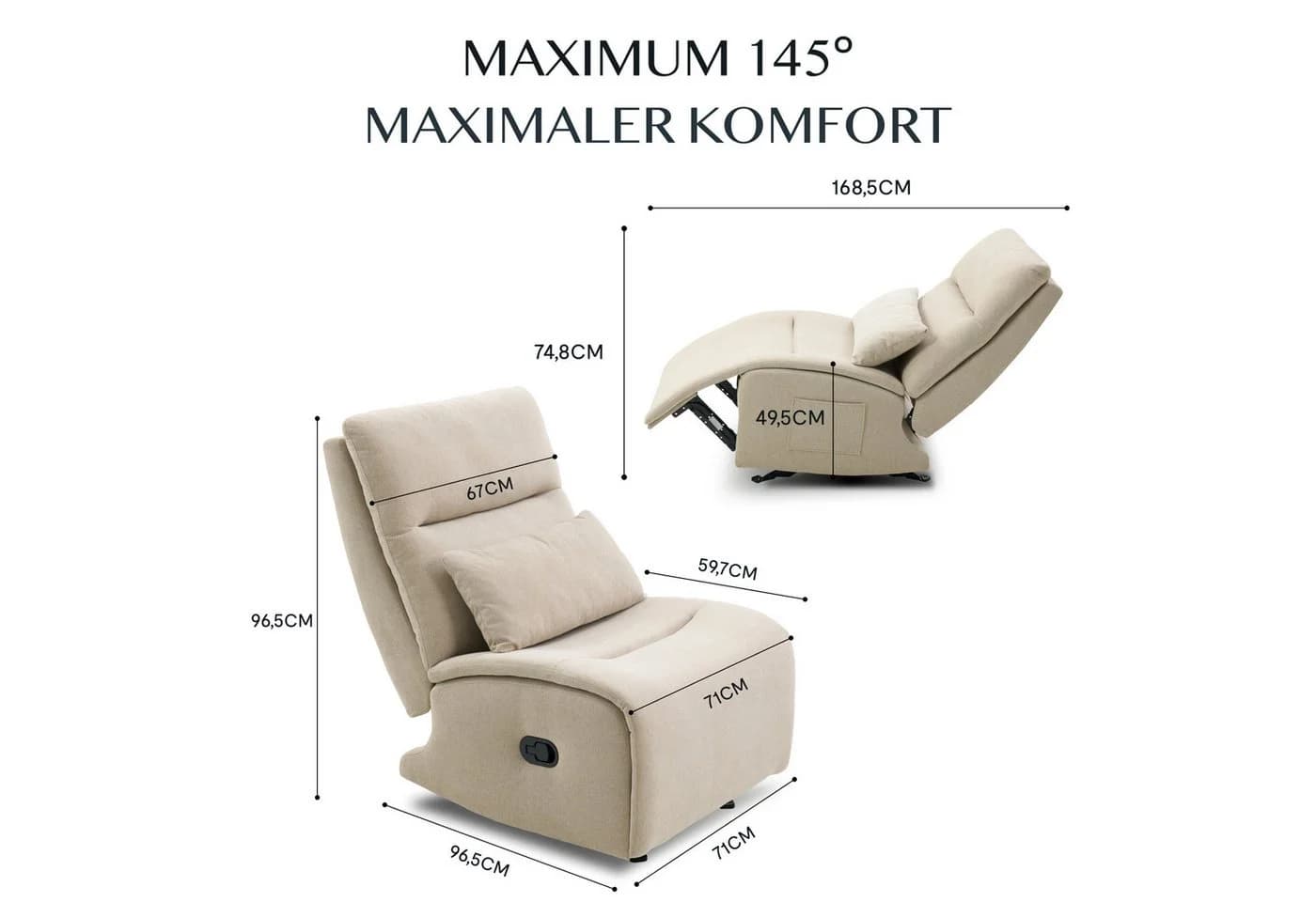 FLEXISPOT Loungesessel Cradle Beige Relaxsessel mit Schaukelfunktion - Bild 3