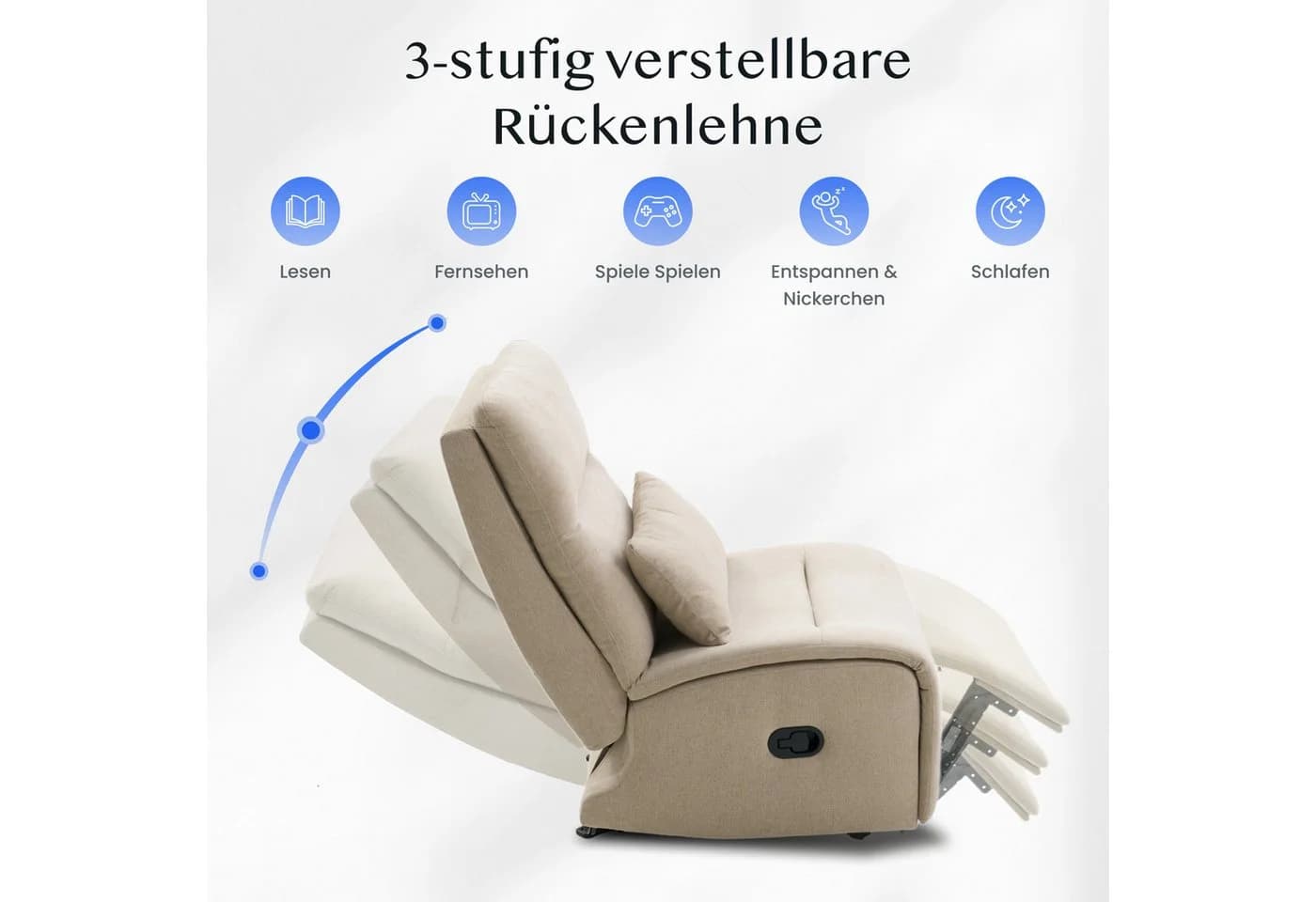 FLEXISPOT Loungesessel Cradle Beige Relaxsessel mit Schaukelfunktion - Bild 4
