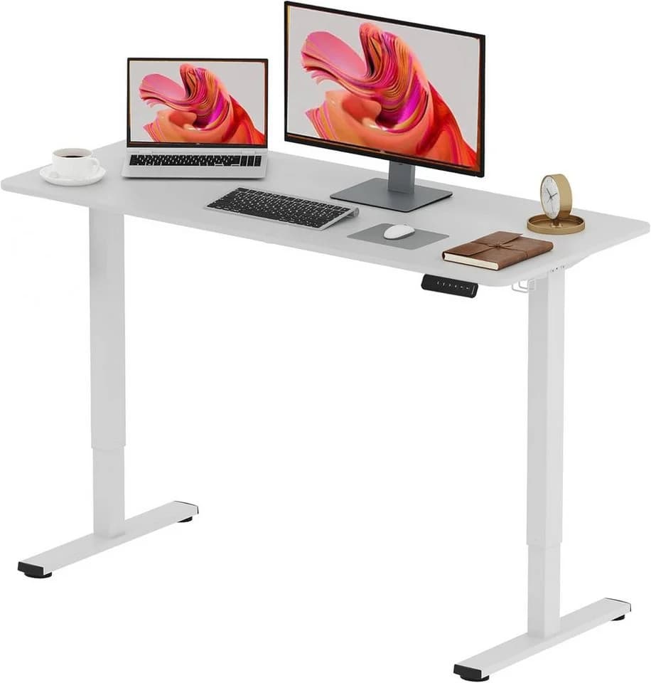 SANODESK Elektrisch Höhenverstellbarer Schreibtisch Sitz-Steh-Tisch Weiß - Bild 2