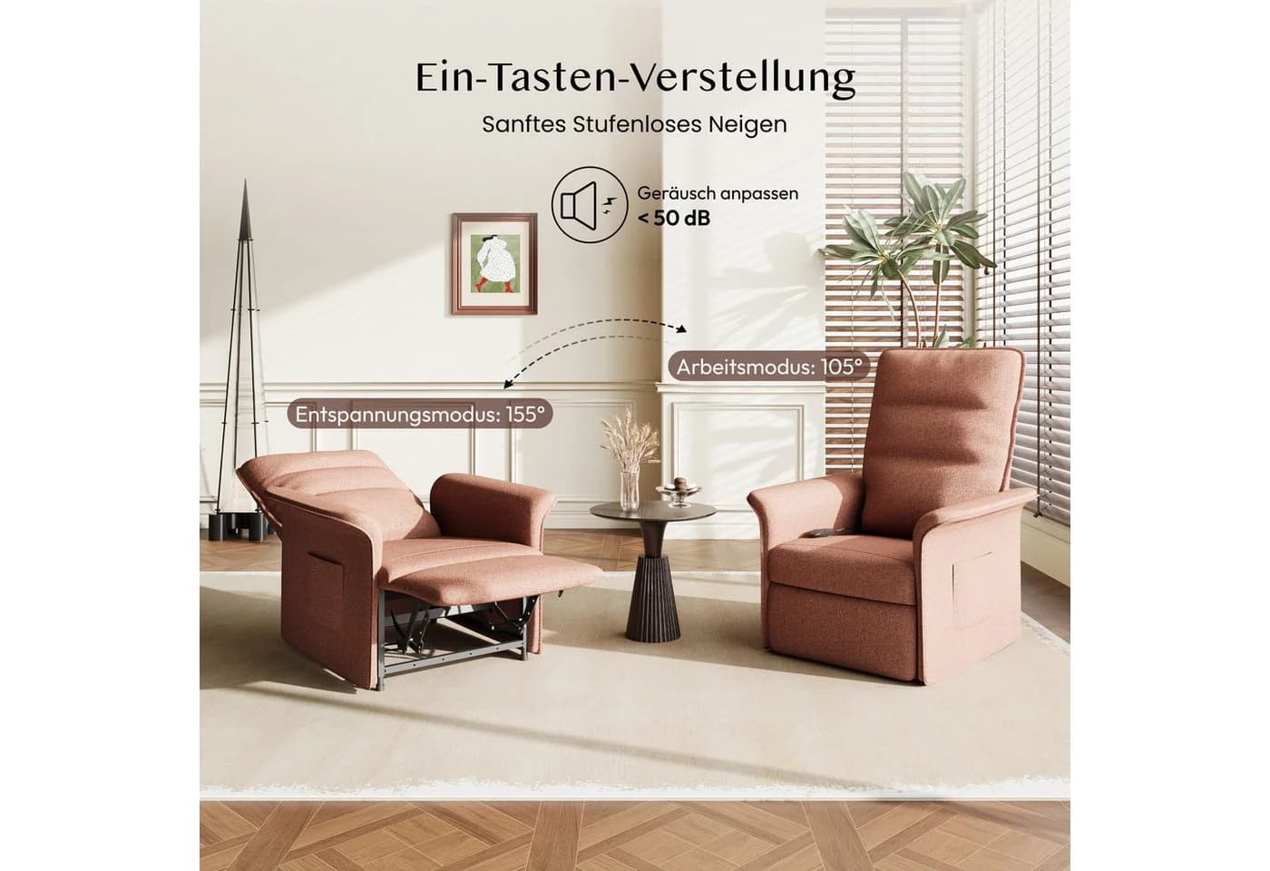 FLEXISPOT Elektrischer Relaxsessel 105°-155° Ergonomisch Mokka - Bild 3
