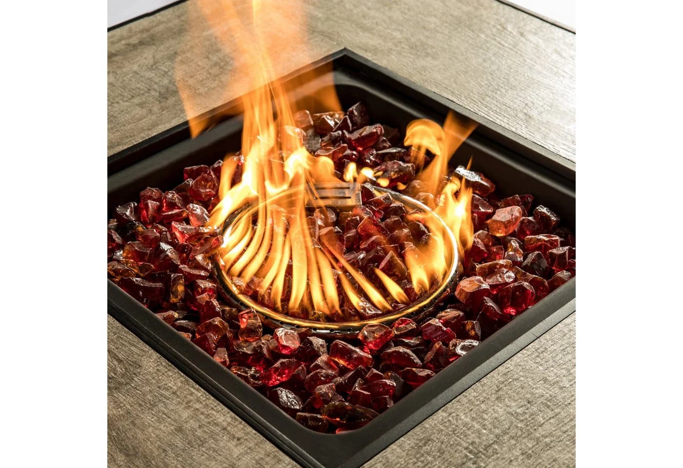 Teamson Home Feuerschale mit rotem Tempered Fire Glass