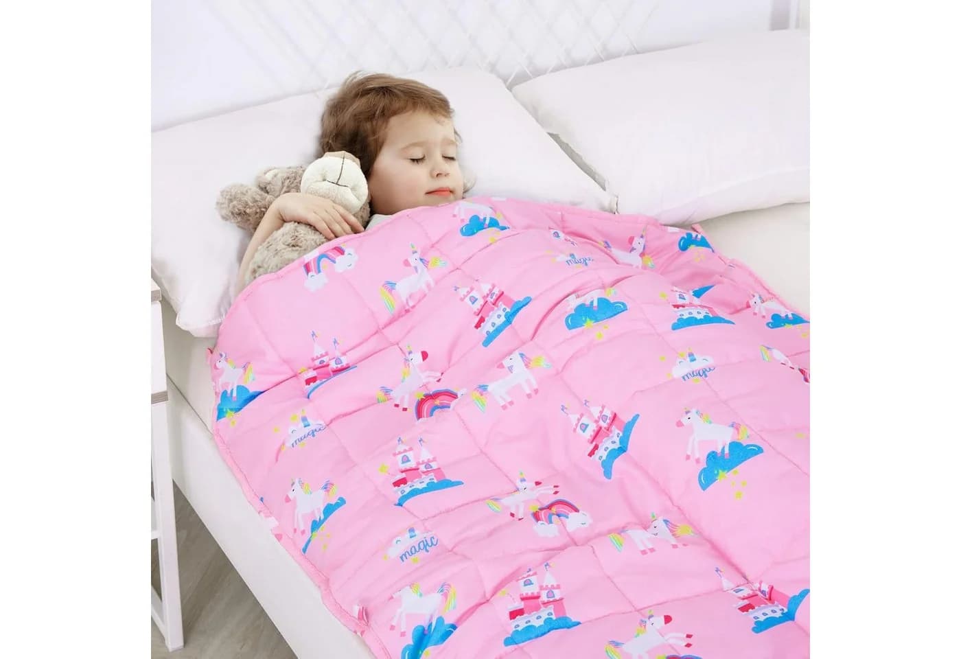 SiviO Gewichtsdecke Kinder Rosa Einhorn Therapie-Bettdecke