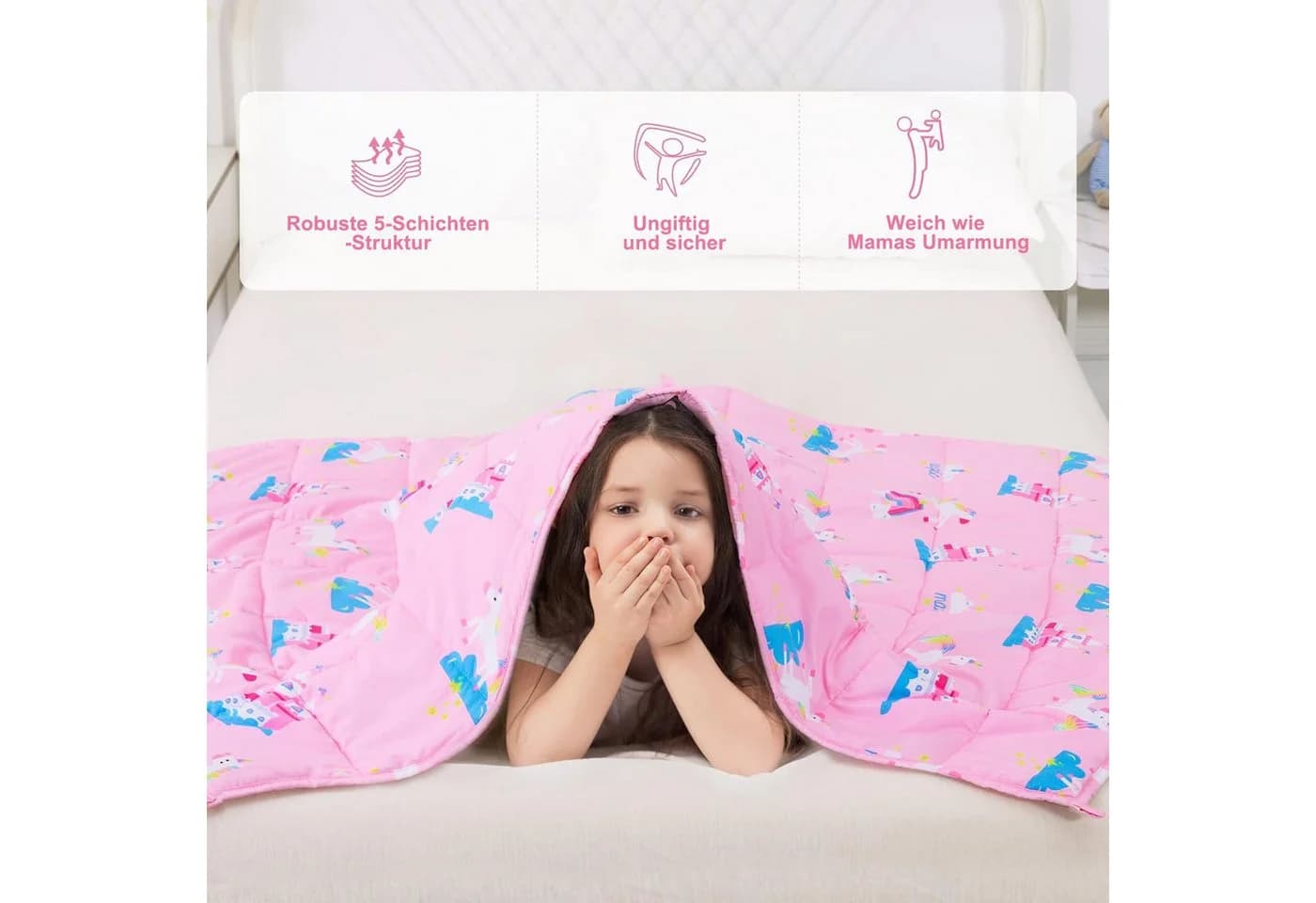SiviO Gewichtsdecke Kinder Rosa Einhorn Therapie-Bettdecke - Bild 3