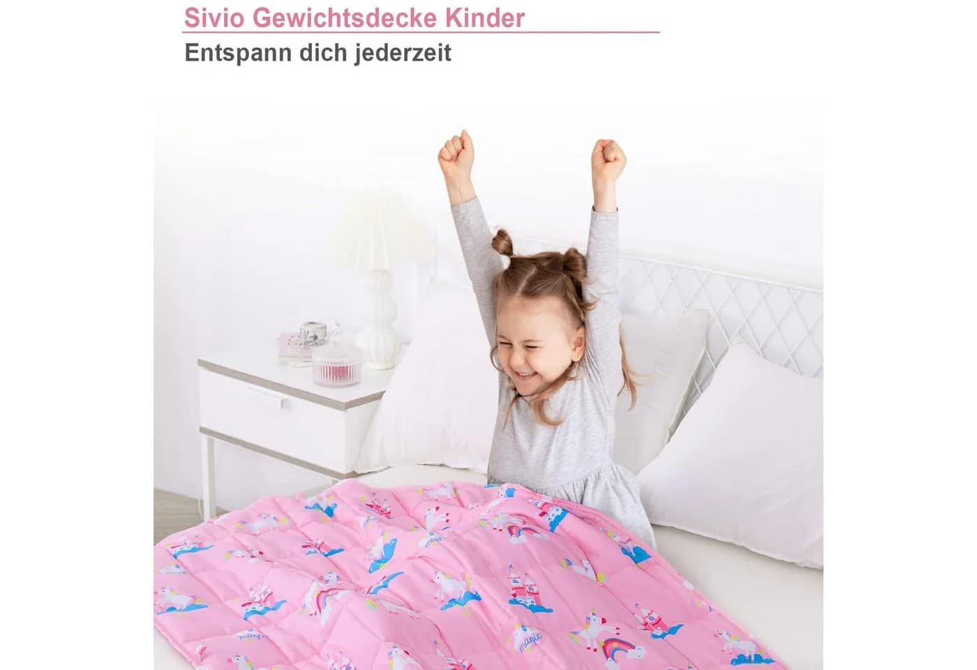 SiviO Gewichtsdecke Kinder Rosa Einhorn Therapie-Bettdecke - Bild 4