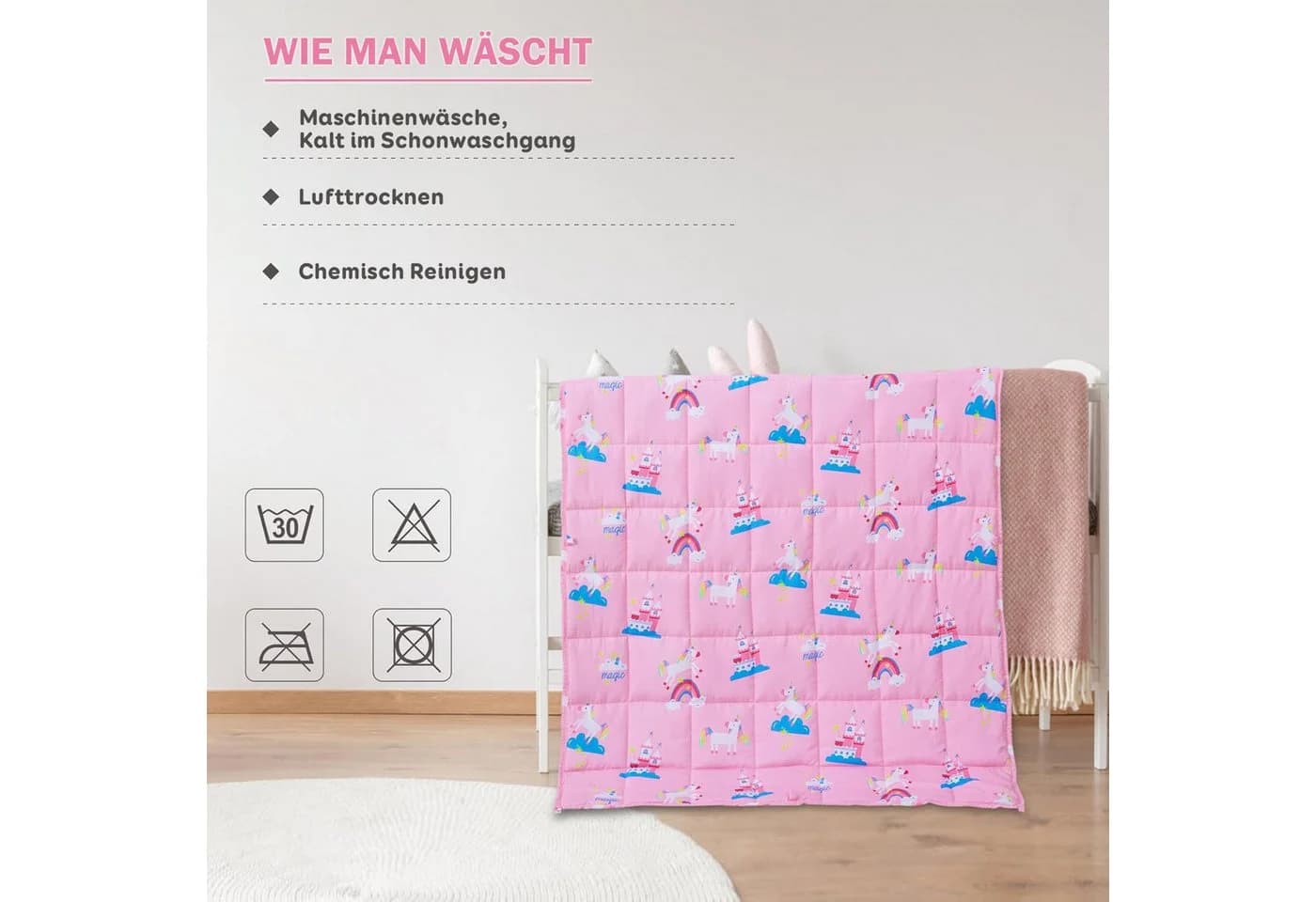 SiviO Gewichtsdecke Kinder Rosa Einhorn Therapie-Bettdecke - Bild 5