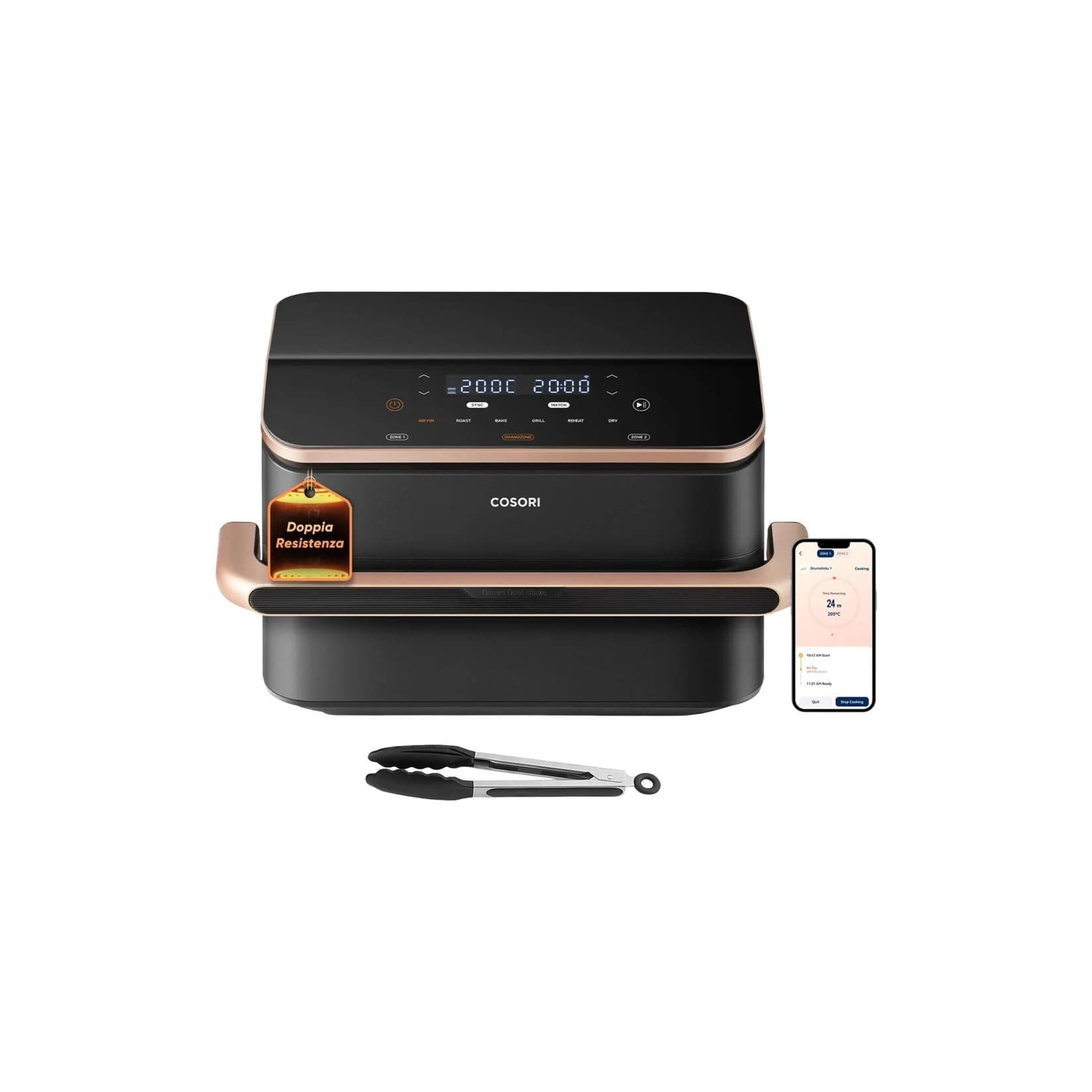 Heißluftfritteuse Dual Blaze Twinfry CAF-TF101S-AEUR 2.800 Watt 10 Liter Schwarz