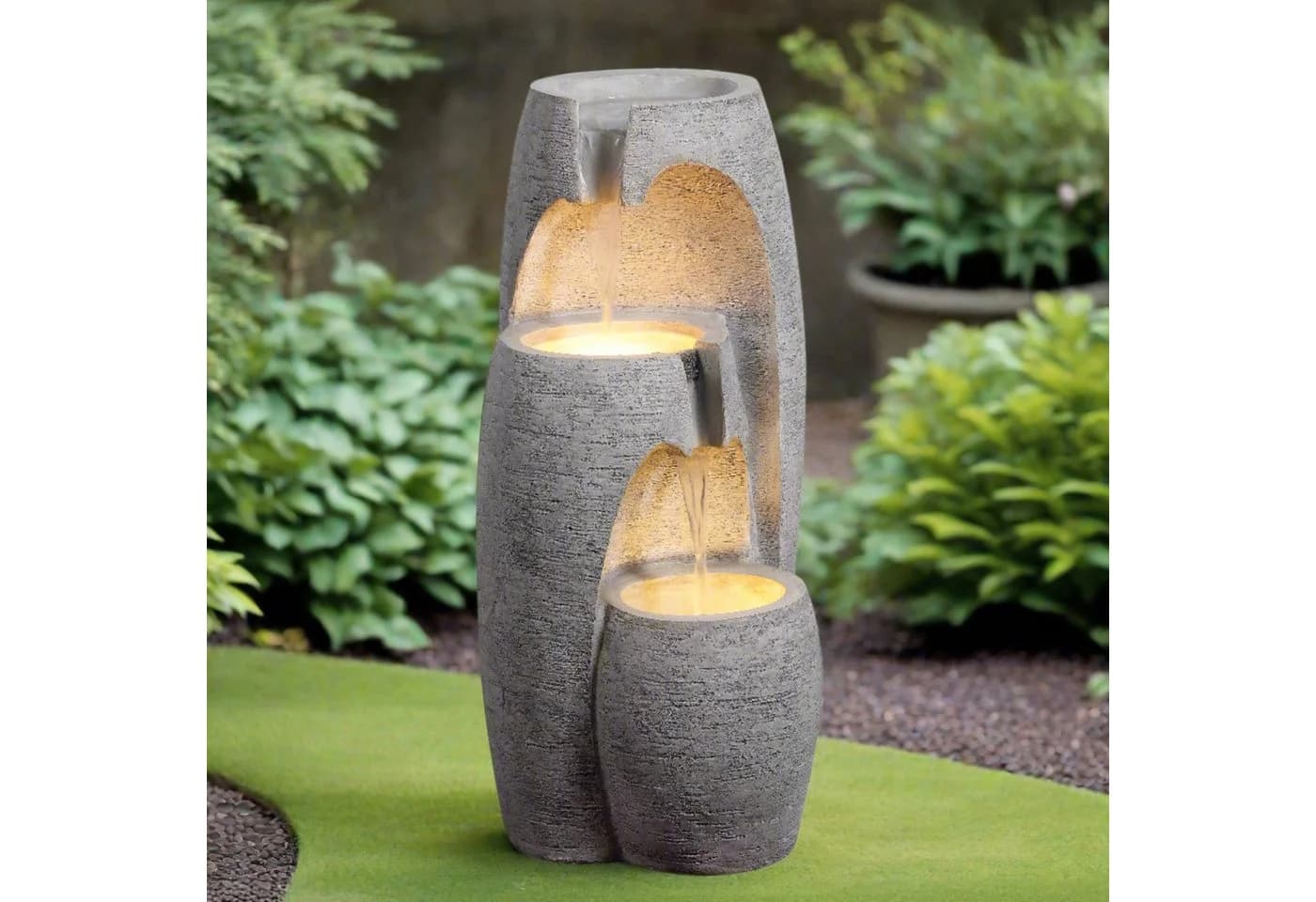 Teamson Home 3-stufiger Gartenbrunnen mit LED Grau - Bild 3