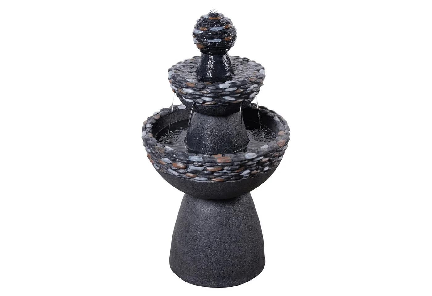 Teamson Home 3-stufiger Gartenbrunnen Steinoptik LED Grau - Bild 2