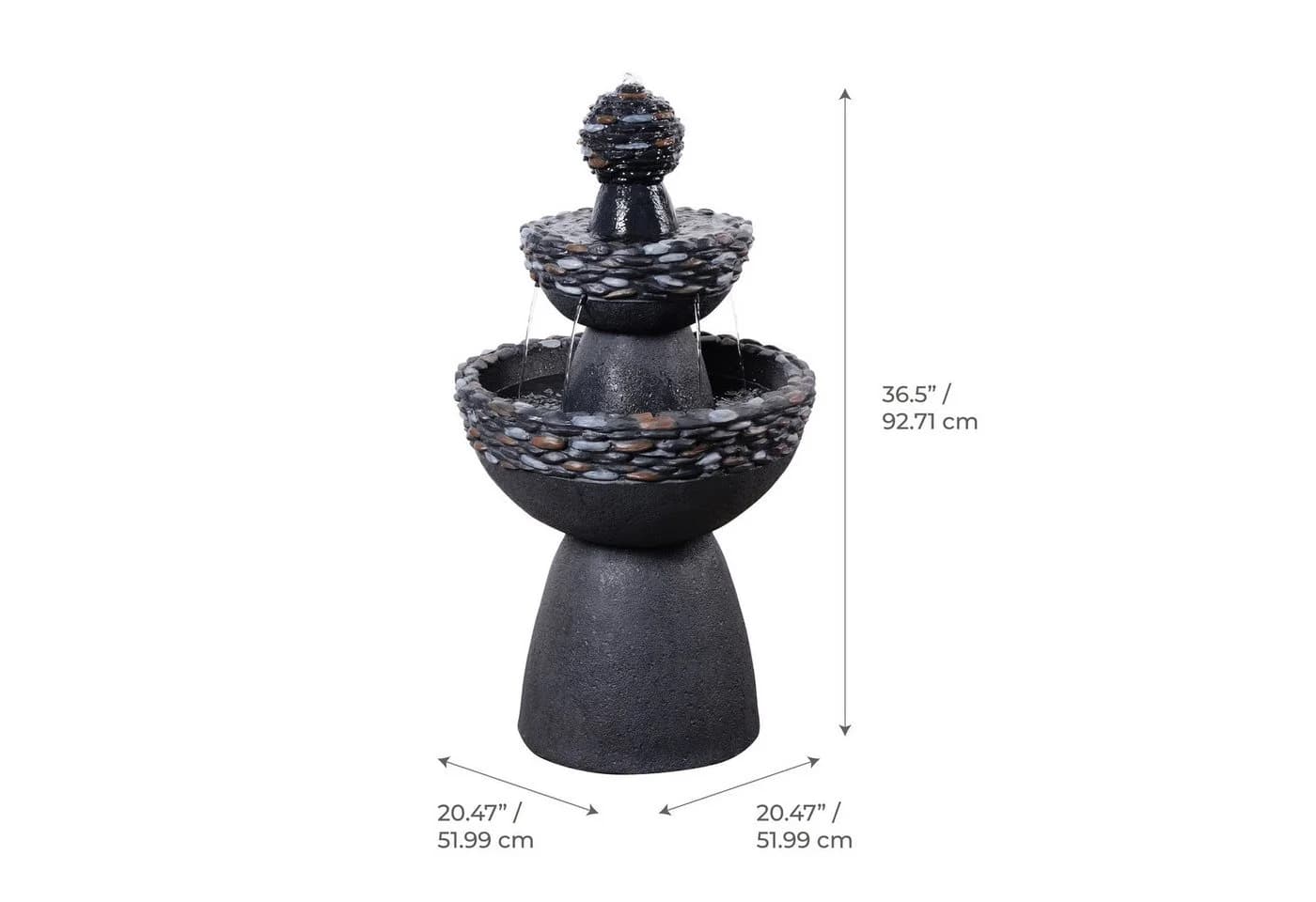 Teamson Home 3-stufiger Gartenbrunnen Steinoptik LED Grau - Bild 4