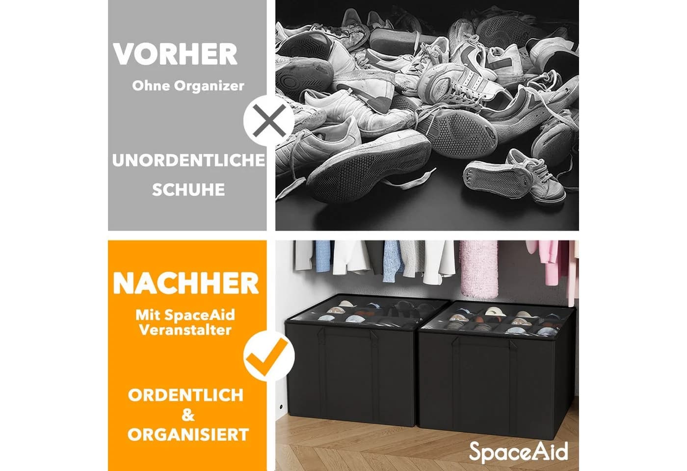 SpaceAid Schuhbox faltbare Schuh-Organizer 2 St. für 16–32 Paar - Bild 3