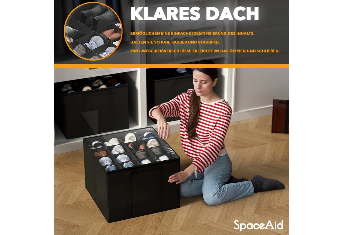 SpaceAid Schuhbox faltbare Schuh-Organizer 2 St. für 16–32 Paar - Bild 4