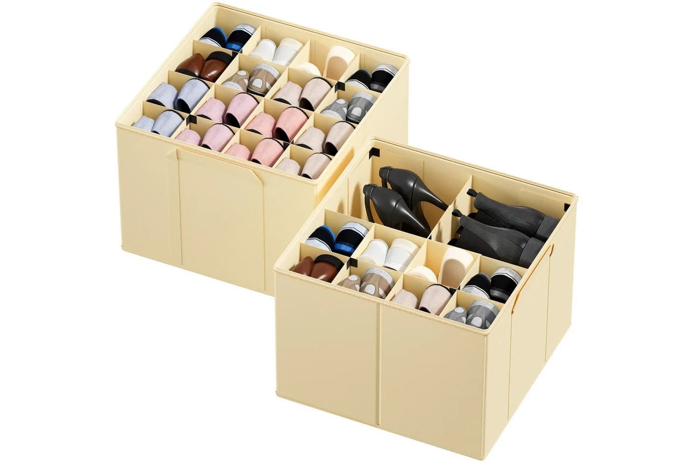 SpaceAid Schuhbox faltbare Schuh-Organizer für 16-32 Paar Beige - Bild 2