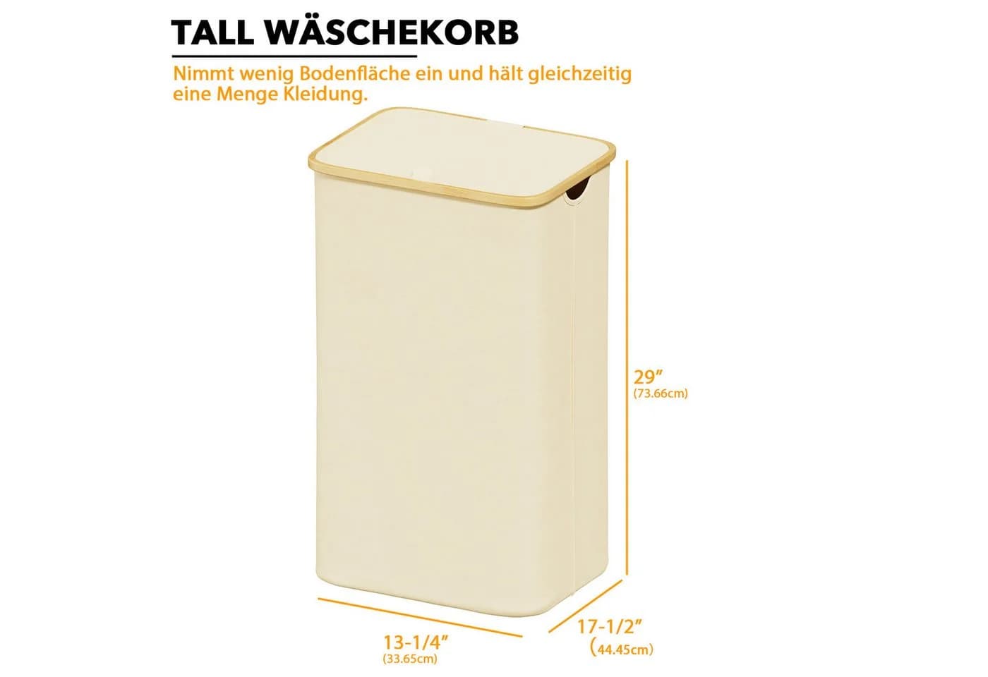 SpaceAid Wäschekorb mit Deckel Beige Bambusgriffe - Bild 4