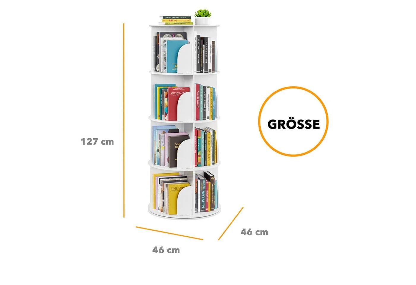 SpaceAid 360° drehbares Bücherregal 4 Ebenen weiß - Bild 5