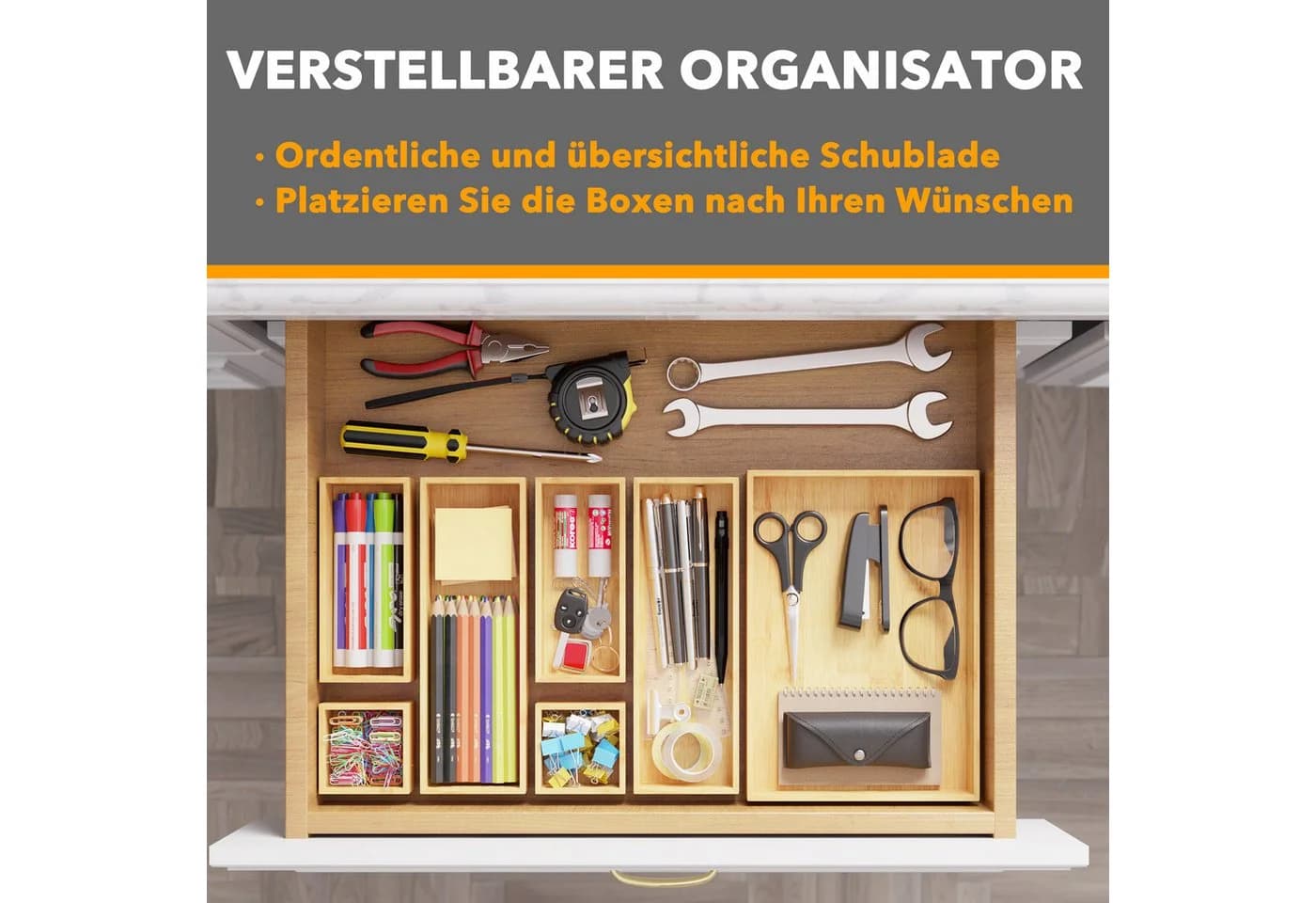 Aufbewahrungsbox aus Bambus mit Schubladeneinsatz - Bild 5