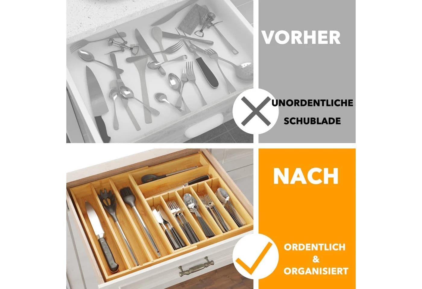 SpaceAid Besteckeinsatz Bambus Braun