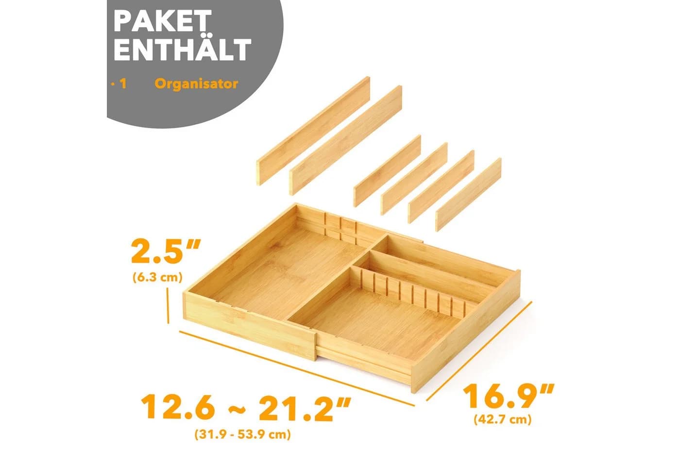 SpaceAid Besteckeinsatz Bambus Braun - Bild 4