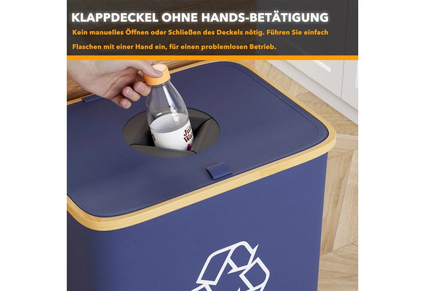 SpaceAid Flaschensammler Flaschenkorb 100L Pfandflaschen Sammelbehälter mit Deckel und 2 wiederverwendbaren Innensäcken - Bild 5