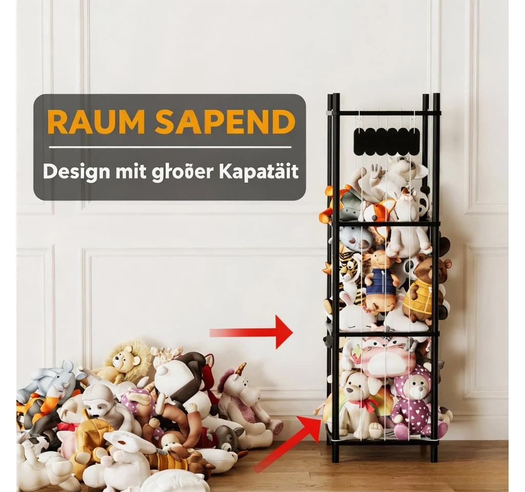 SpaceAid Kinderregal Holz Schwarz Kuscheltier Aufbewahrung Vertikal