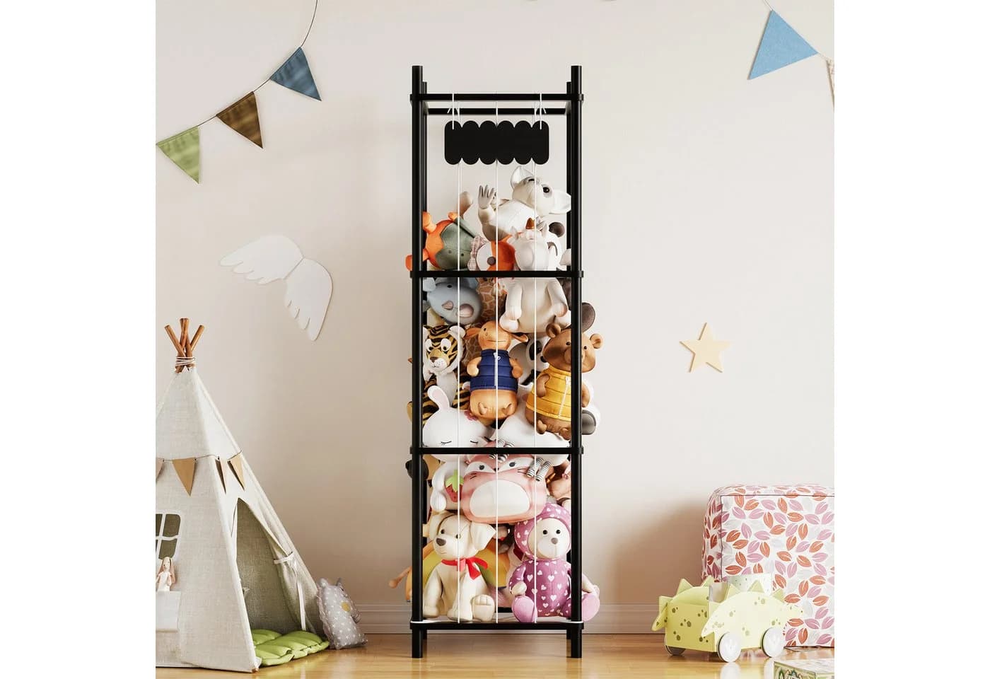SpaceAid Kinderregal Holz Schwarz Kuscheltier Aufbewahrung Vertikal - Bild 2