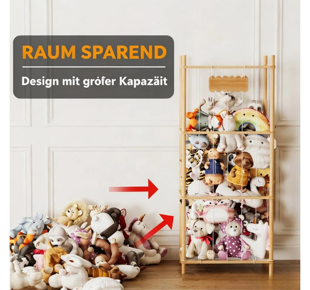 SpaceAid Kinderregal Holz Kuscheltier Aufbewahrung Beige