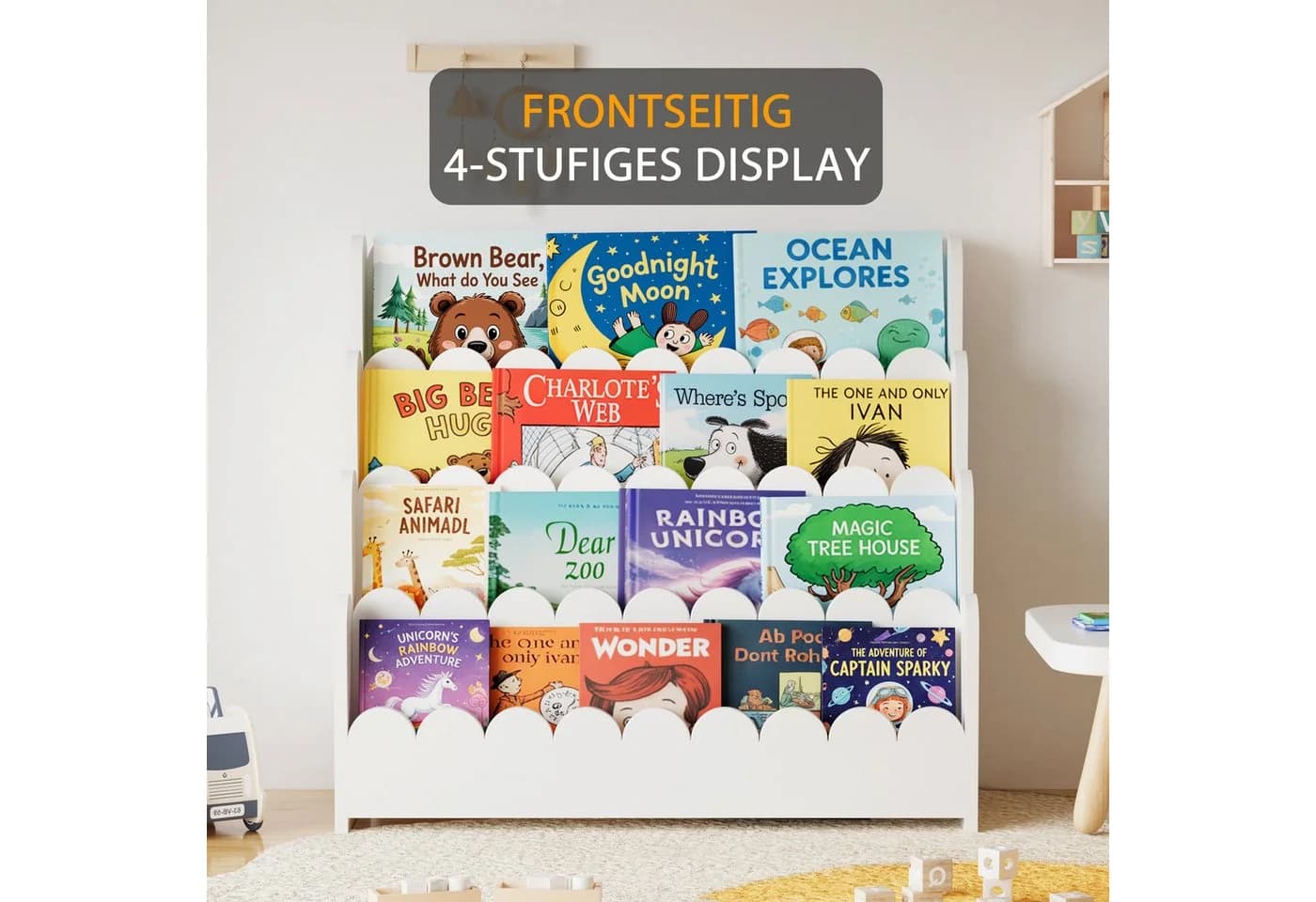 SpaceAid Bücherregal 4-stöckig Weiß Montessori Kinderregal - Bild 5