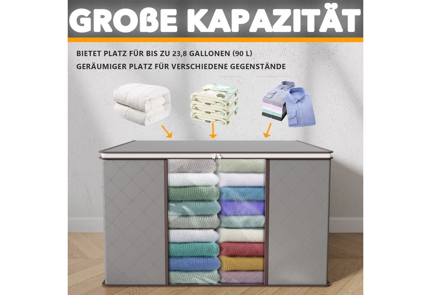 SpaceAid Aufbewahrungsbox 90L Grau 6er-Set mit Deckel & Sichtfenster - Bild 3