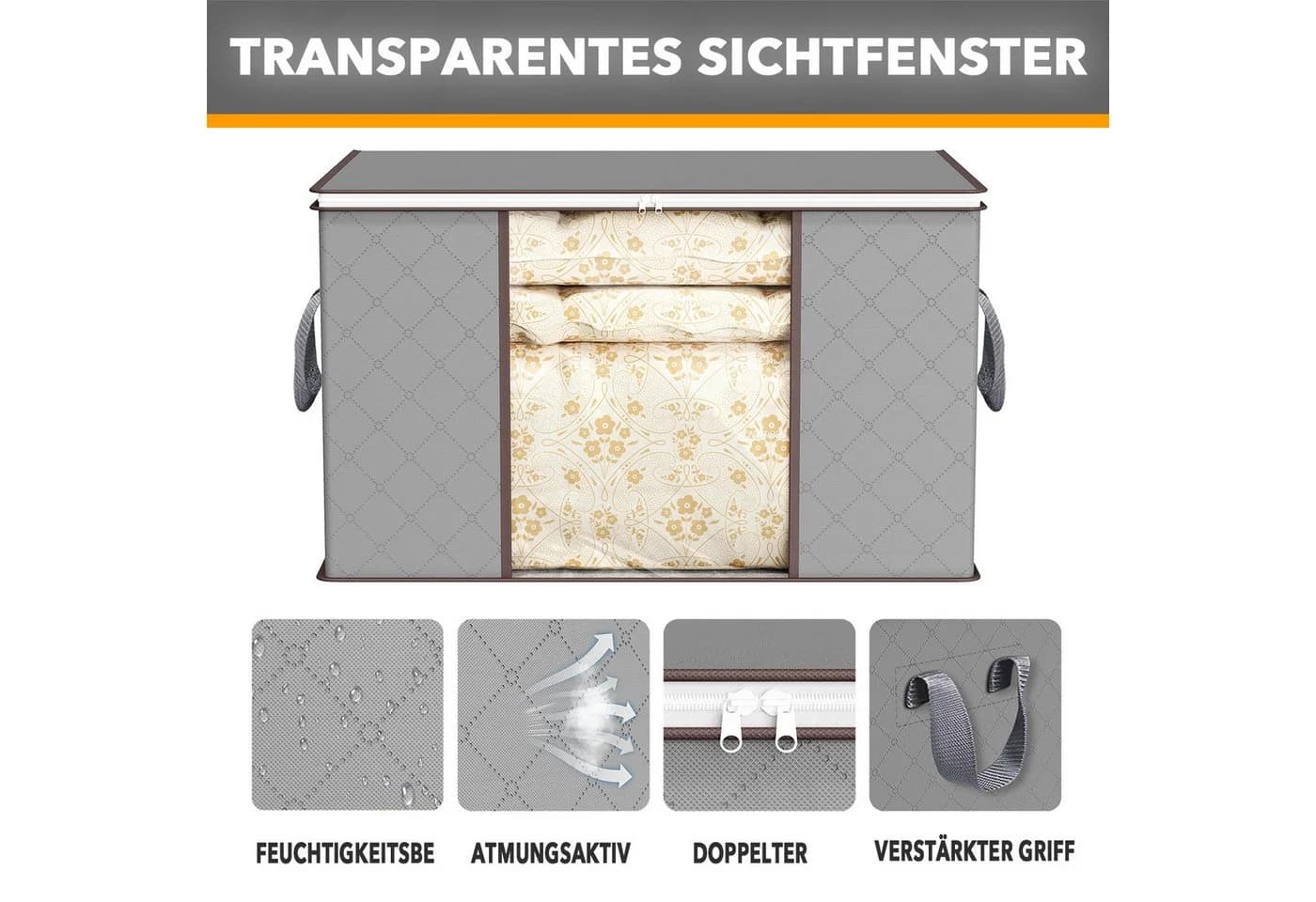 SpaceAid Aufbewahrungsbox 90L Grau 6er-Set mit Deckel & Sichtfenster - Bild 4