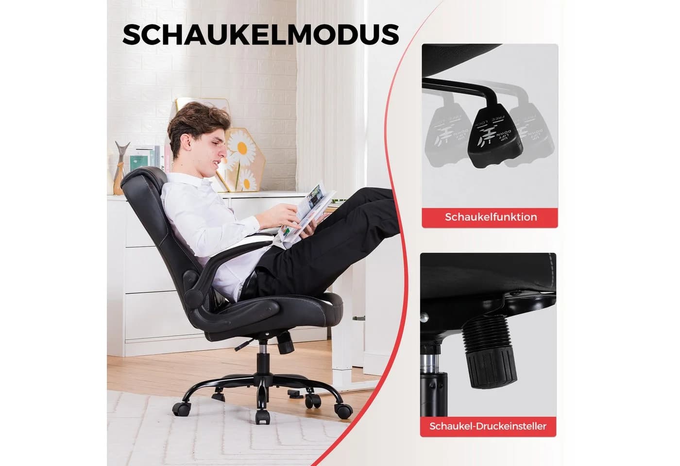GTPLAYER Gaming-Stuhl Ergonomisch Weiß Kunstleder - Bild 3