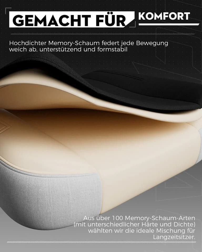 LUCKRACER Gaming-Stuhl Schwarz mit Memory-Schaum und Fußstütze - Bild 3