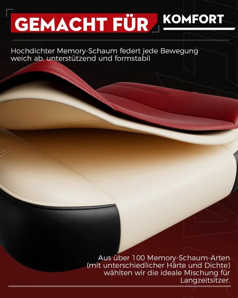 LUCKRACER Gaming-Stuhl Rot Kunstleder mit Fußstütze und Memory-Schaum - Bild 4