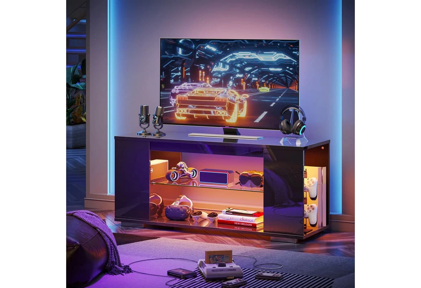 Pinmoco TV-Schrank 120 cm LED-Licht 7 Farben - Bild 3