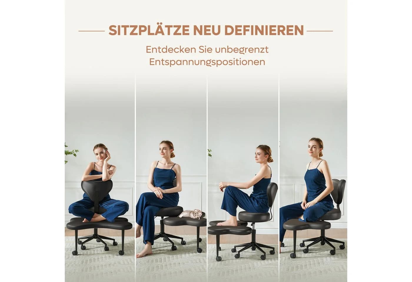Pinmoco Polsterstuhl Bürostuhl Rosa Meditationsstuhl