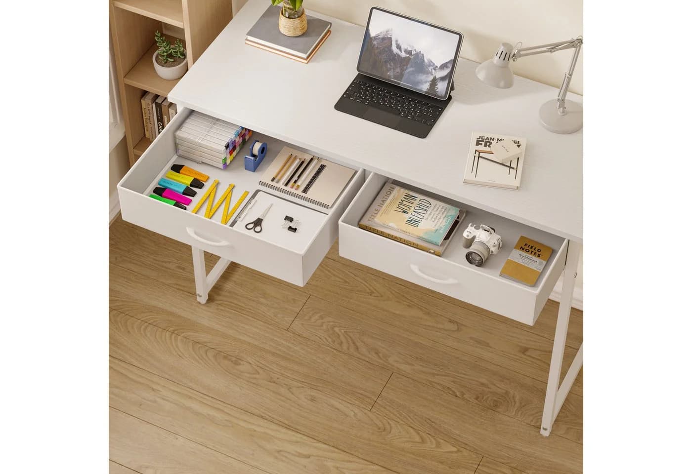 Pinmoco Schreibtisch 106 cm mit Schubladen und LED-Beleuchtung - Bild 5