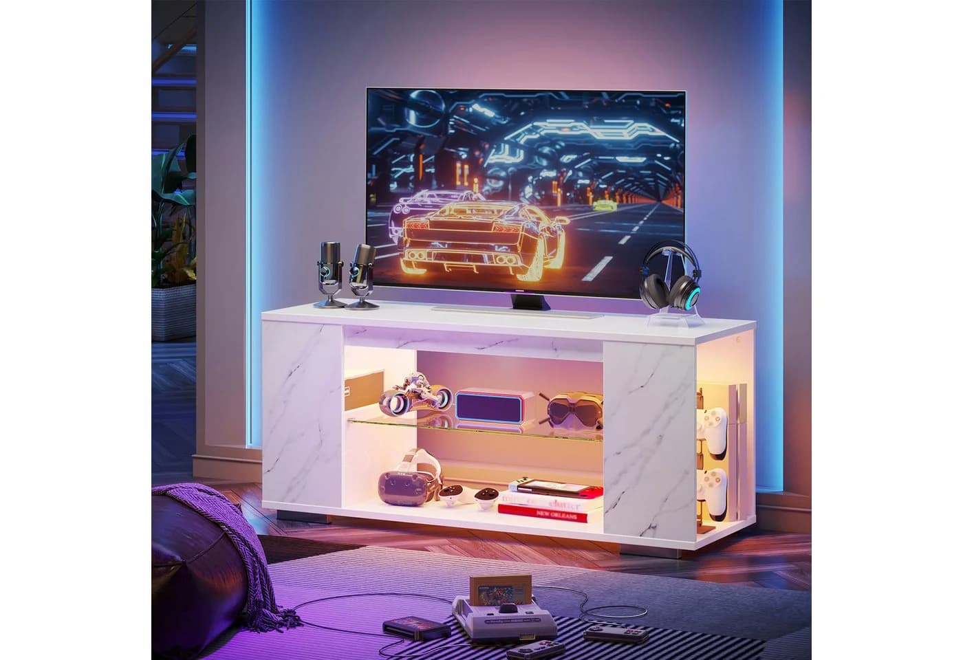Pinmoco TV-Schrank 120 cm mit RGB-LED und Hochglanzfinish